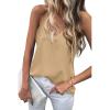 imageZeagoo Camisole Tops for Women VNeck Spaghetti Strap Tank Top Long Sexy Flowy Summer Textured Sleeveless TopsKhaki