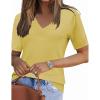 imageZeagoo Womens Summer Sweater Casual Short Sleeve Pullover Tops V Neck Lightweight Shirts Ribbed Knit Dressy BlouseYellow