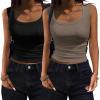 imageZeagoo Womens Summer Tops Square Neck Ribbed Tank Tops Slim Fitted Racerback Sleeveless Shirts Basic Casual 2 PackBblackleaf