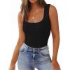 imageZeagoo Womens Double Lined Square Neck Tank Top Sleeveless Basic Crop Tops Trendy Y2K Going Out TopsBlack