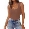 imageZeagoo Womens Double Lined Square Neck Tank Top Sleeveless Basic Crop Tops Trendy Y2K Going Out TopsBrown