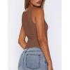 imageZeagoo Womens Double Lined Square Neck Tank Top Sleeveless Basic Crop Tops Trendy Y2K Going Out TopsBrown