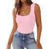 imageZeagoo Womens Double Lined Square Neck Tank Top Sleeveless Basic Crop Tops Trendy Y2K Going Out TopsPink