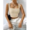 imageZeagoo Womens Sleeveless Crop Top Square Neck Tank Top Workout Fitness Summer Basic Tops 2024 Trendy Going Out TopsBeige