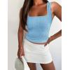 imageZeagoo Womens Sleeveless Crop Top Square Neck Tank Top Workout Fitness Summer Basic Tops 2024 Trendy Going Out TopsDella Robbia Blue