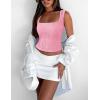imageZeagoo Womens Sleeveless Crop Top Square Neck Tank Top Workout Fitness Summer Basic Tops 2024 Trendy Going Out TopsLight Pink