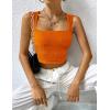 imageZeagoo Womens Sleeveless Crop Top Square Neck Tank Top Workout Fitness Summer Basic Tops 2024 Trendy Going Out TopsOrange