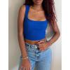 imageZeagoo Womens Sleeveless Crop Top Square Neck Tank Top Workout Fitness Summer Basic Tops 2024 Trendy Going Out TopsRoyal Blue