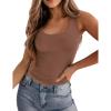 imageZeagoo Womens Double Lined Square Neck Tank Top Sleeveless Basic Crop Tops Trendy Y2K Going Out TopsBrown
