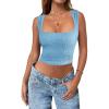 imageZeagoo Womens Sleeveless Crop Top Square Neck Tank Top Workout Fitness Summer Basic Tops 2024 Trendy Going Out TopsDella Robbia Blue