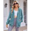 imageZeagoo Womens Lightweight Hoodies Full Zip Up Oversized Sweatshirts with Pockets Long Sleeve Thin Casual Hooded JacketsGrey Blue