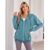 imageZeagoo Womens Lightweight Hoodies Full Zip Up Oversized Sweatshirts with Pockets Long Sleeve Thin Casual Hooded JacketsGrey Blue