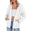 imageZeagoo Womens Lightweight Hoodies Full Zip Up Oversized Sweatshirts with Pockets Long Sleeve Thin Casual Hooded JacketsWhite