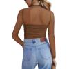 imageZeagoo Womens Sexy Mock Turtle Neck Long Sleeve Tops Sheer Mesh Ruched Trendy Going Out Shirts BlouseBrown