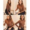 imageZeagoo Womens Sexy Mock Turtle Neck Long Sleeve Tops Sheer Mesh Ruched Trendy Going Out Shirts BlouseBrown