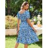 imageZeagoo Womens Summer Dress Casual Puff Sleeve Square Neck Midi Dresses Tiered Beach Vacation ALine Sundress with Pockets01beige Pink Floral