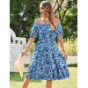 imageZeagoo Womens Summer Dress Casual Puff Sleeve Square Neck Midi Dresses Tiered Beach Vacation ALine Sundress with Pockets01beige Pink Floral