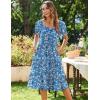 imageZeagoo Womens Summer Dress Casual Puff Sleeve Square Neck Midi Dresses Tiered Beach Vacation ALine Sundress with Pockets01beige Pink Floral