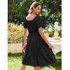 imageZeagoo Womens Summer Dress Casual Puff Sleeve Square Neck Midi Dresses Tiered Beach Vacation ALine Sundress with Pockets01black