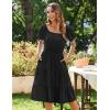 imageZeagoo Womens Summer Dress Casual Puff Sleeve Square Neck Midi Dresses Tiered Beach Vacation ALine Sundress with Pockets01black