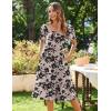 imageZeagoo Womens Summer Dress Casual Puff Sleeve Square Neck Midi Dresses Tiered Beach Vacation ALine Sundress with Pockets01black Floral 2