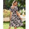 imageZeagoo Womens Summer Dress Casual Puff Sleeve Square Neck Midi Dresses Tiered Beach Vacation ALine Sundress with Pockets01black Floral 2