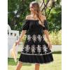 imageZeagoo Womens Summer Dress Casual Puff Sleeve Square Neck Midi Dresses Tiered Beach Vacation ALine Sundress with Pockets01black Floral 4