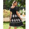 imageZeagoo Womens Summer Dress Casual Puff Sleeve Square Neck Midi Dresses Tiered Beach Vacation ALine Sundress with Pockets01black Floral 4