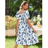 imageZeagoo Womens Summer Dress Casual Puff Sleeve Square Neck Midi Dresses Tiered Beach Vacation ALine Sundress with Pockets01light Blue Floral