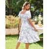 imageZeagoo Womens Summer Dress Casual Puff Sleeve Square Neck Midi Dresses Tiered Beach Vacation ALine Sundress with Pockets01purple Floral
