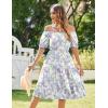 imageZeagoo Womens Summer Dress Casual Puff Sleeve Square Neck Midi Dresses Tiered Beach Vacation ALine Sundress with Pockets01purple Floral