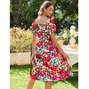 imageZeagoo Womens Summer Dress Casual Puff Sleeve Square Neck Midi Dresses Tiered Beach Vacation ALine Sundress with Pockets01red Floral