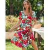 imageZeagoo Womens Summer Dress Casual Puff Sleeve Square Neck Midi Dresses Tiered Beach Vacation ALine Sundress with Pockets01red Floral