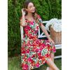 imageZeagoo Womens Summer Dress Casual Puff Sleeve Square Neck Midi Dresses Tiered Beach Vacation ALine Sundress with Pockets01red Floral