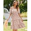 imageZeagoo Womens Summer Dress Casual Puff Sleeve Square Neck Midi Dresses Tiered Beach Vacation ALine Sundress with Pockets01royal Blue Floral