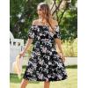 imageZeagoo Womens Summer Dress Casual Puff Sleeve Square Neck Midi Dresses Tiered Beach Vacation ALine Sundress with PocketsBlack Floral 1