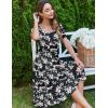 imageZeagoo Womens Summer Dress Casual Puff Sleeve Square Neck Midi Dresses Tiered Beach Vacation ALine Sundress with PocketsBlack Floral 1