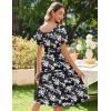 imageZeagoo Womens Summer Dress Casual Puff Sleeve Square Neck Midi Dresses Tiered Beach Vacation ALine Sundress with PocketsBlack Floral 1