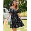 imageZeagoo Womens Summer Dress Casual Puff Sleeve Square Neck Midi Dresses Tiered Beach Vacation ALine Sundress with PocketsBlack Floral 3