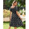 imageZeagoo Womens Summer Dress Casual Puff Sleeve Square Neck Midi Dresses Tiered Beach Vacation ALine Sundress with PocketsBlack Floral 3