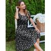imageZeagoo Womens Summer Dress Casual Puff Sleeve Square Neck Midi Dresses Tiered Beach Vacation ALine Sundress with PocketsBlack Floral 3