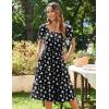 imageZeagoo Womens Summer Dress Casual Puff Sleeve Square Neck Midi Dresses Tiered Beach Vacation ALine Sundress with PocketsBlack Floral 3