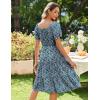 imageZeagoo Womens Summer Dress Casual Puff Sleeve Square Neck Midi Dresses Tiered Beach Vacation ALine Sundress with PocketsBlue Floral