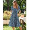 imageZeagoo Womens Summer Dress Casual Puff Sleeve Square Neck Midi Dresses Tiered Beach Vacation ALine Sundress with PocketsBlue Floral