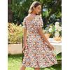 imageZeagoo Womens Summer Dress Casual Puff Sleeve Square Neck Midi Dresses Tiered Beach Vacation ALine Sundress with PocketsColor Pattern 1