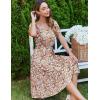 imageZeagoo Womens Summer Dress Casual Puff Sleeve Square Neck Midi Dresses Tiered Beach Vacation ALine Sundress with PocketsColor Pattern 1