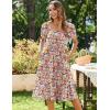 imageZeagoo Womens Summer Dress Casual Puff Sleeve Square Neck Midi Dresses Tiered Beach Vacation ALine Sundress with PocketsColor Pattern 1