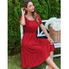 imageZeagoo Womens Summer Dress Casual Puff Sleeve Square Neck Midi Dresses Tiered Beach Vacation ALine Sundress with PocketsDeep Red