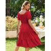 imageZeagoo Womens Summer Dress Casual Puff Sleeve Square Neck Midi Dresses Tiered Beach Vacation ALine Sundress with PocketsDeep Red