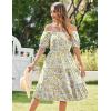 imageZeagoo Womens Summer Dress Casual Puff Sleeve Square Neck Midi Dresses Tiered Beach Vacation ALine Sundress with PocketsLight Yellow Floral
